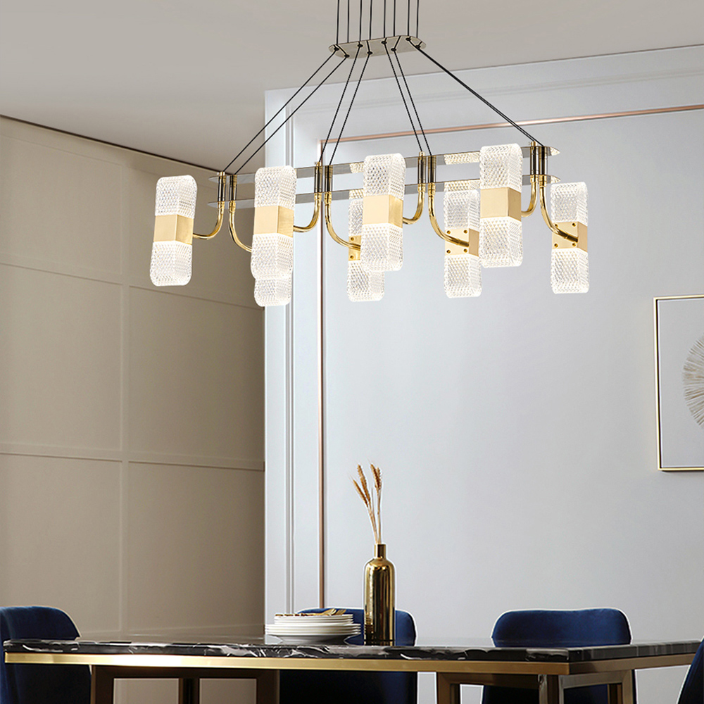 Gold 8-Licht Acryl LED Kücheninsel Licht 3 Farbmodus für Esszimmer