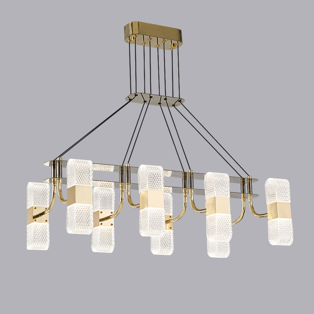 Gold 8-Light Acrylic LED Kitchen Island Light 3 Color Mode for Dining Room