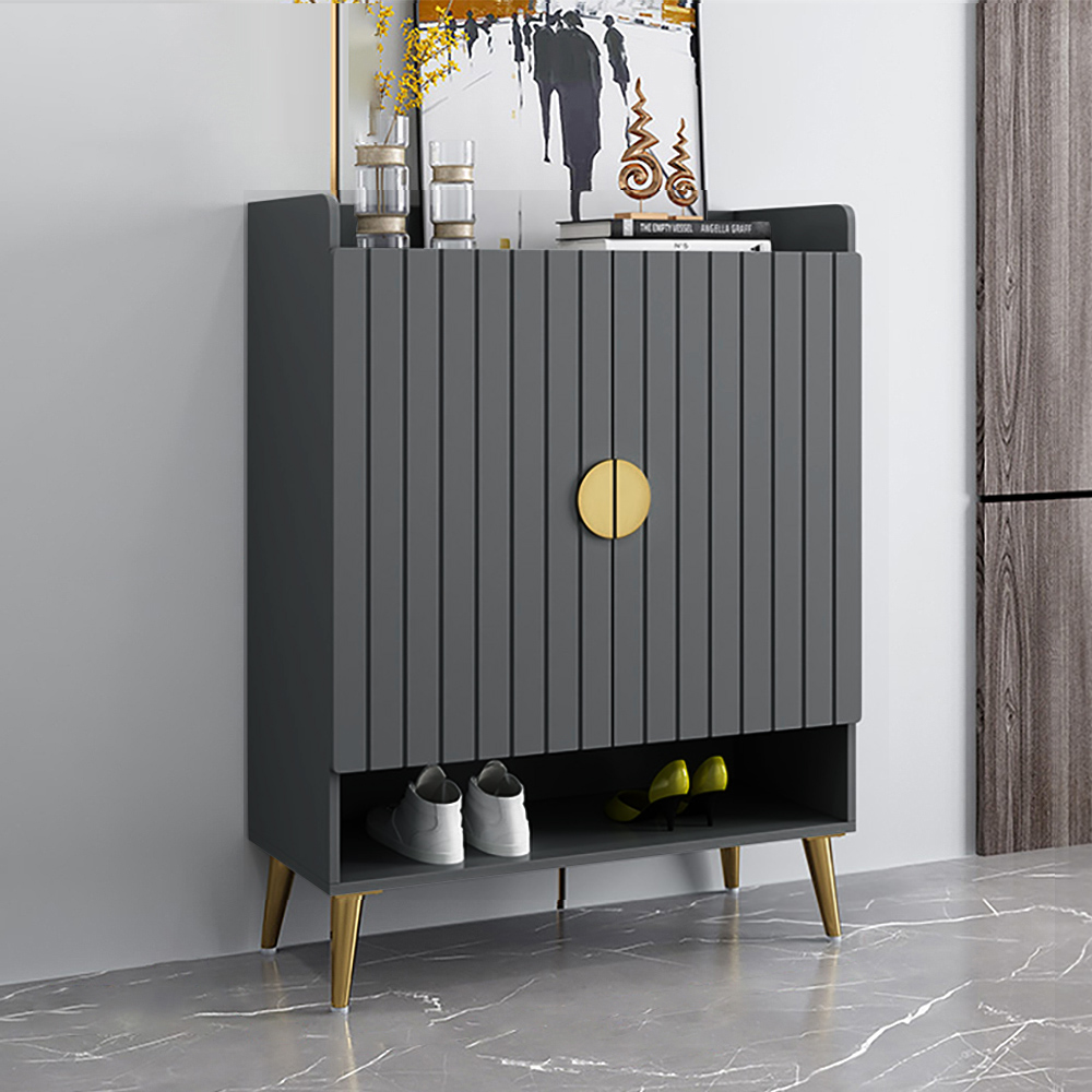 

Nordic Gray Shoe Cabinet 4 Shelves Entryway Shoe Cabinet