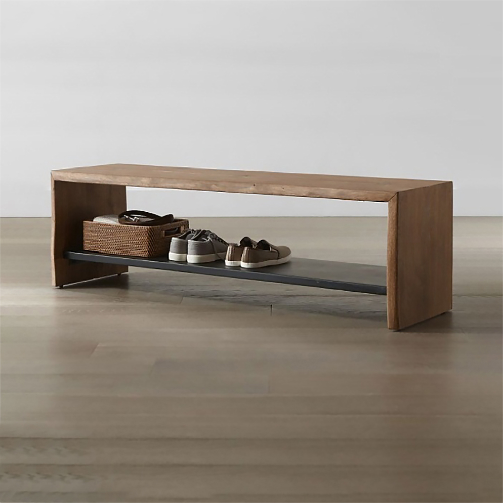 

39" Rustic Wood Entryway Bench with Shoe Rack