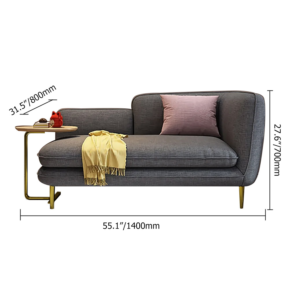 Chaise chaise reclinable de algodón y lino de 55 «con mesa en C Chaise Lounge