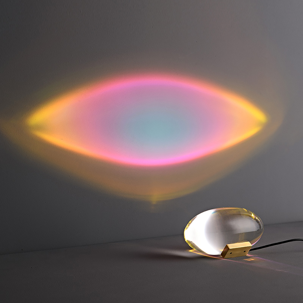 Image of Modern Oval Colorful Crystal LED Table Lamps in Brass for Bedroom and Hallway
