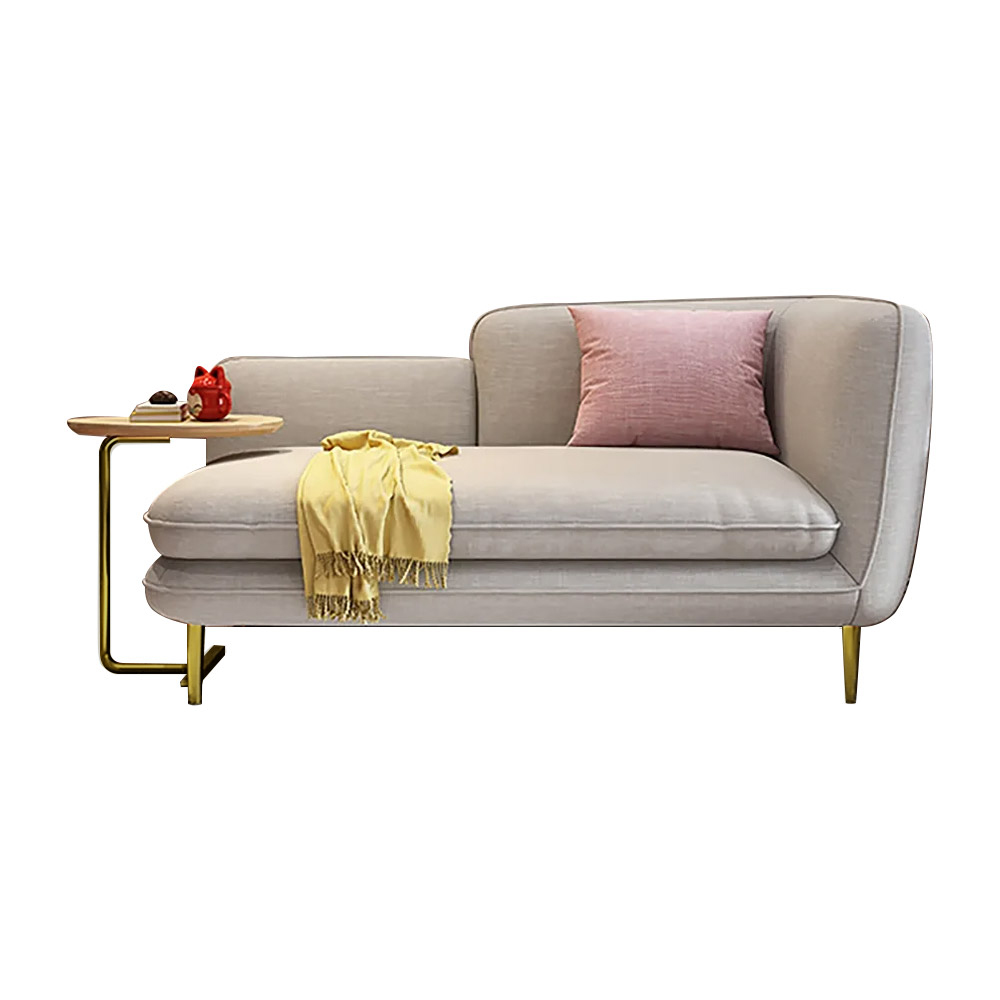 Chaise chaise reclinable de algodón y lino de 55 «con mesa en C Chaise Lounge