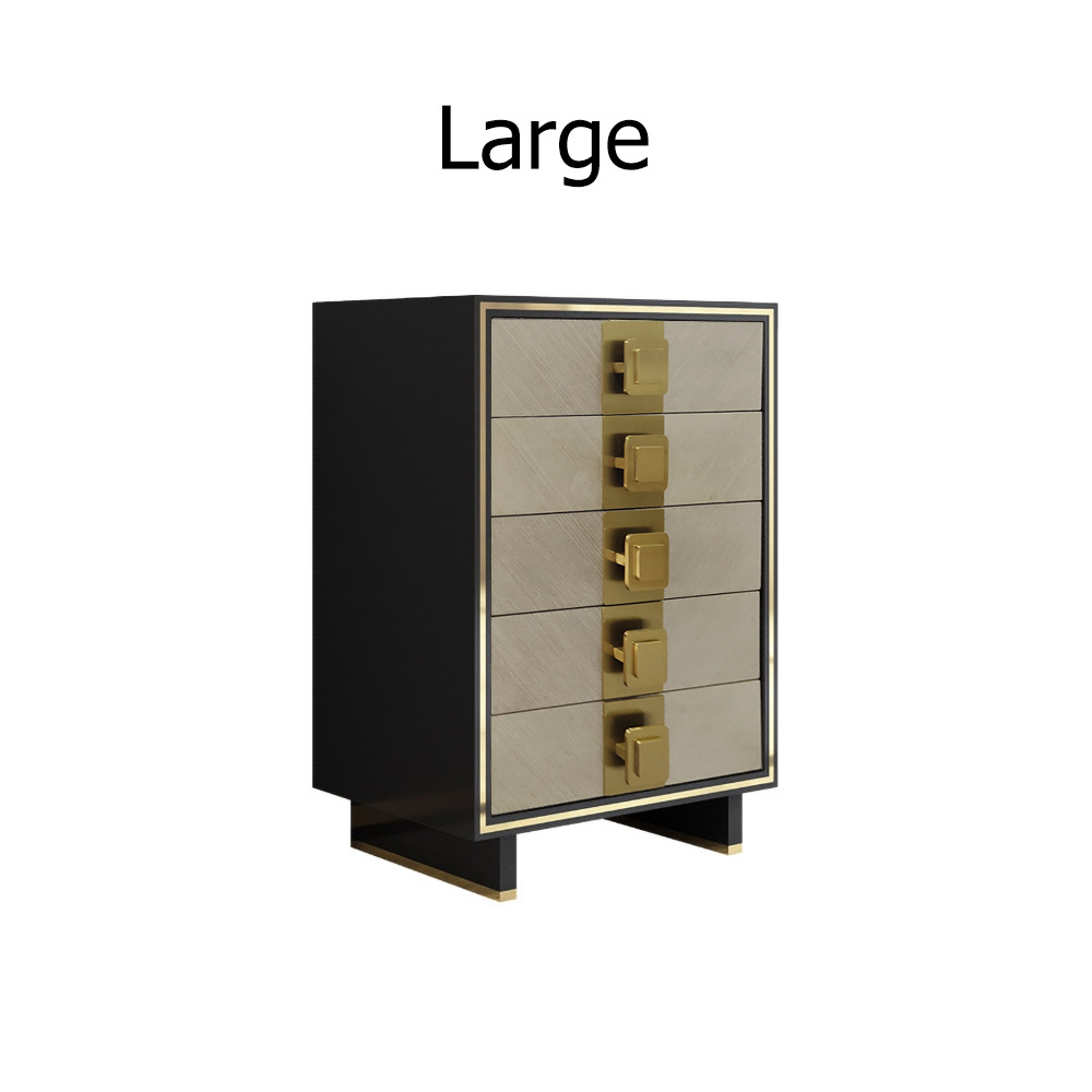 Dewion Black 5-Drawer Cabinet Chest Accent Chest Tempered Glass Top And Gold Handle