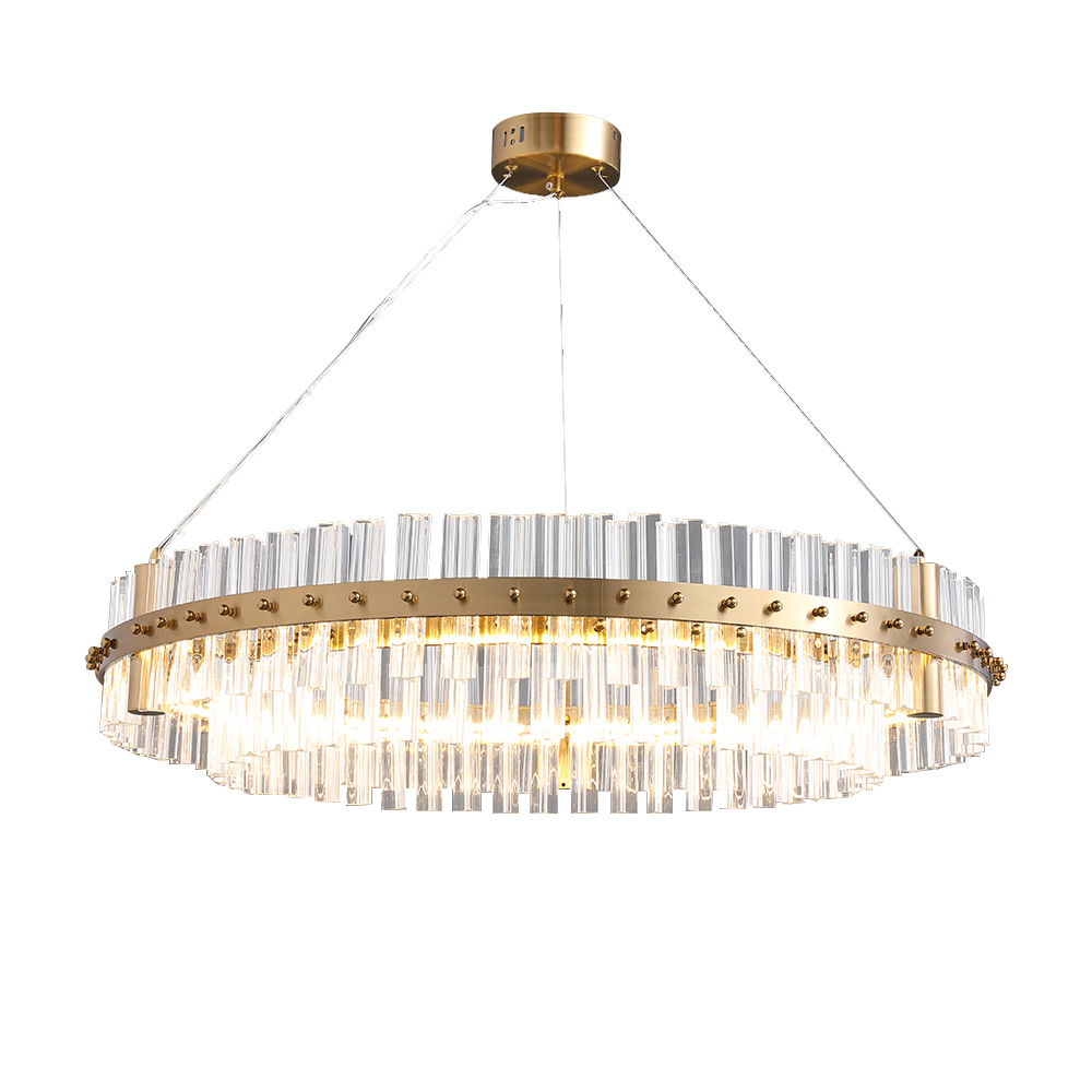 Contemporary Glass Living Room Chandelier in Brass