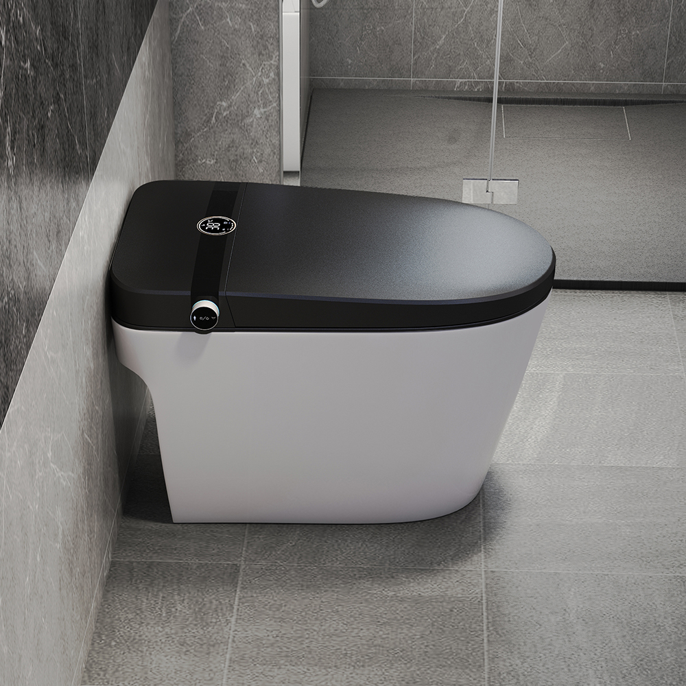 Elongated OnePiece Smart Toilet Floor Mounted Automatic Toilet in