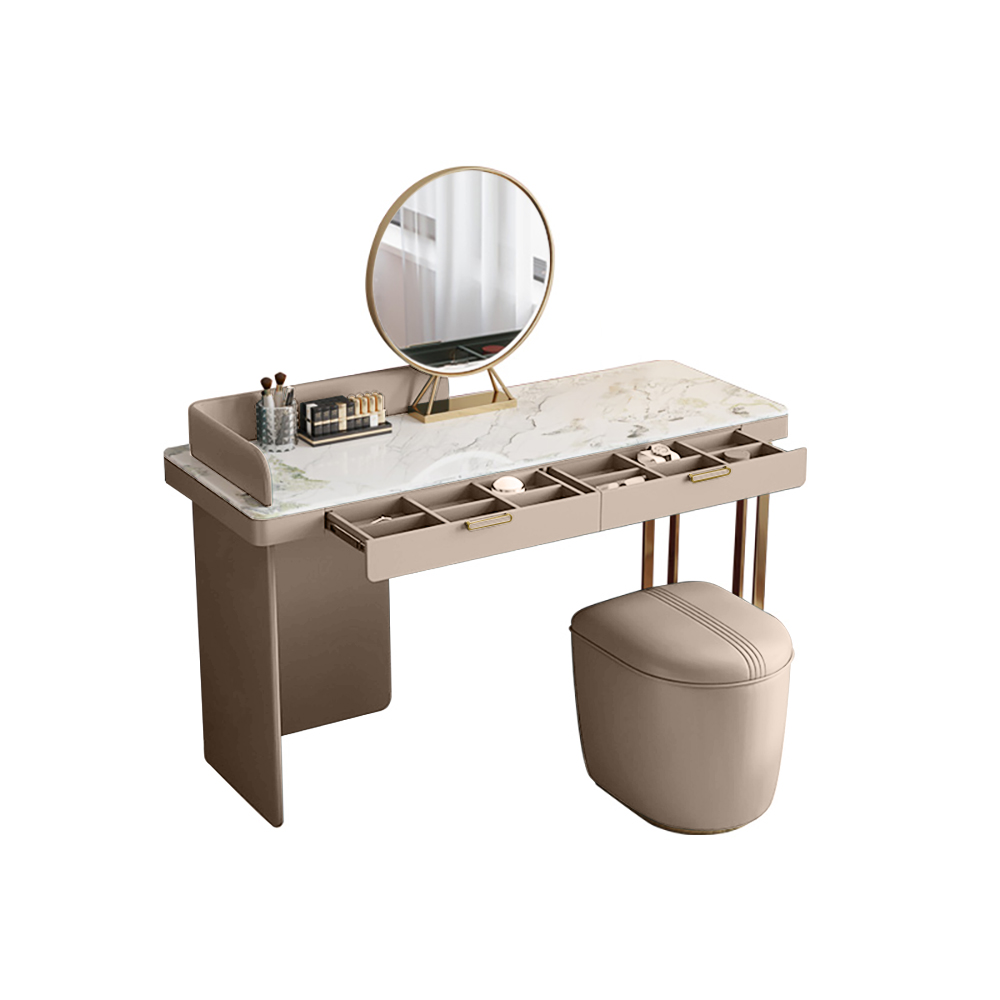 Moderno tocador de maquillaje con tapa de piedra con espejo y