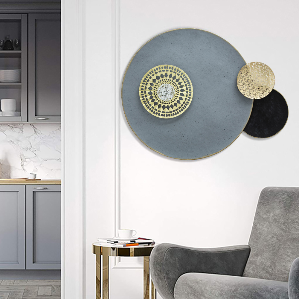 

Unique Distressed Overlapping Rounds Decor Disk Lotus Leaf Wall Hanging Art