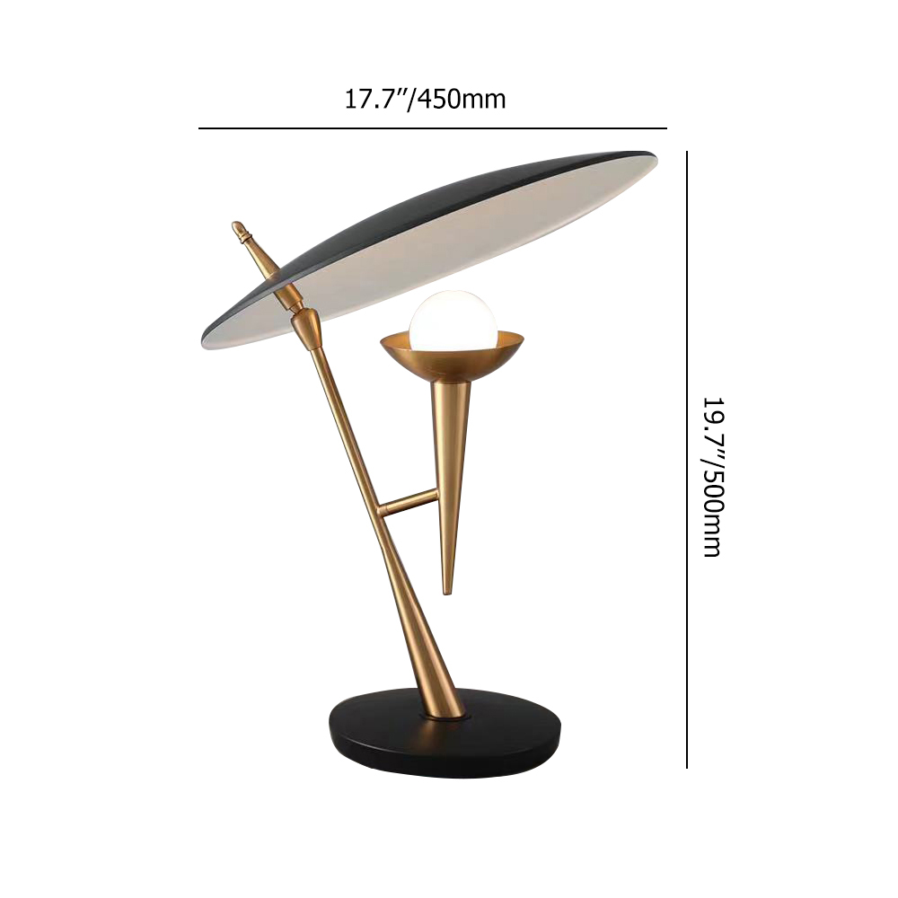 Postmodern 1-Light Microphone Table Lamp in Black & Gold