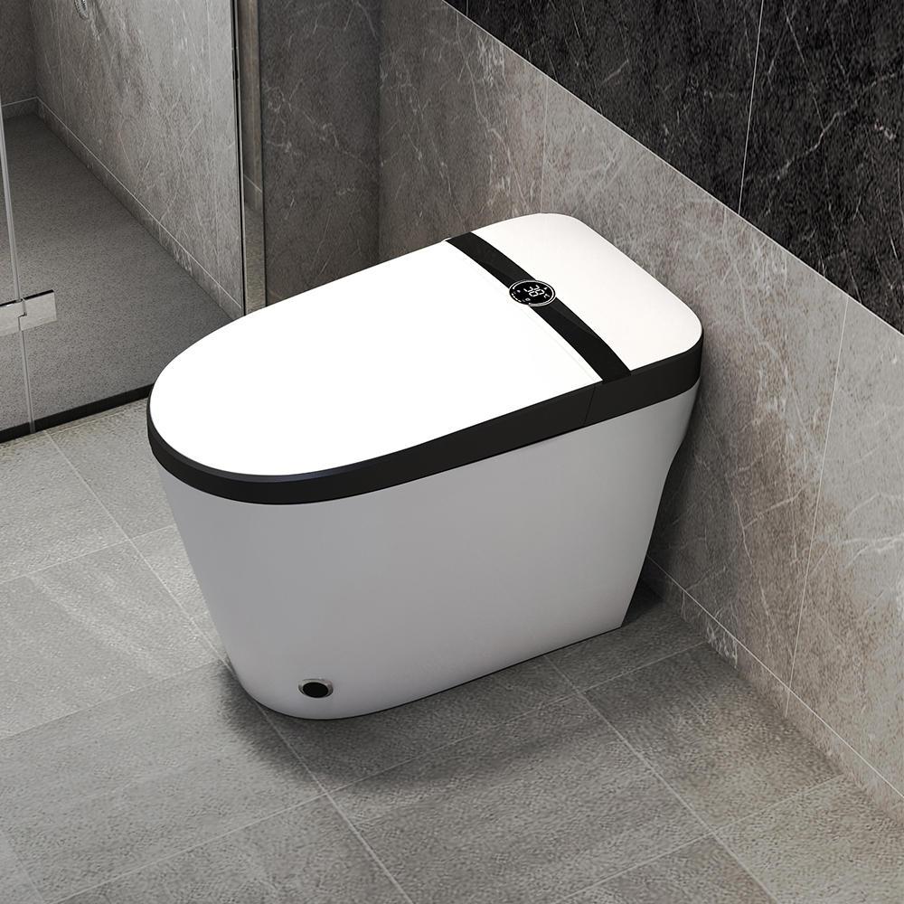Elongated OnePiece Smart Toilet Floor Mounted Automatic Toilet in