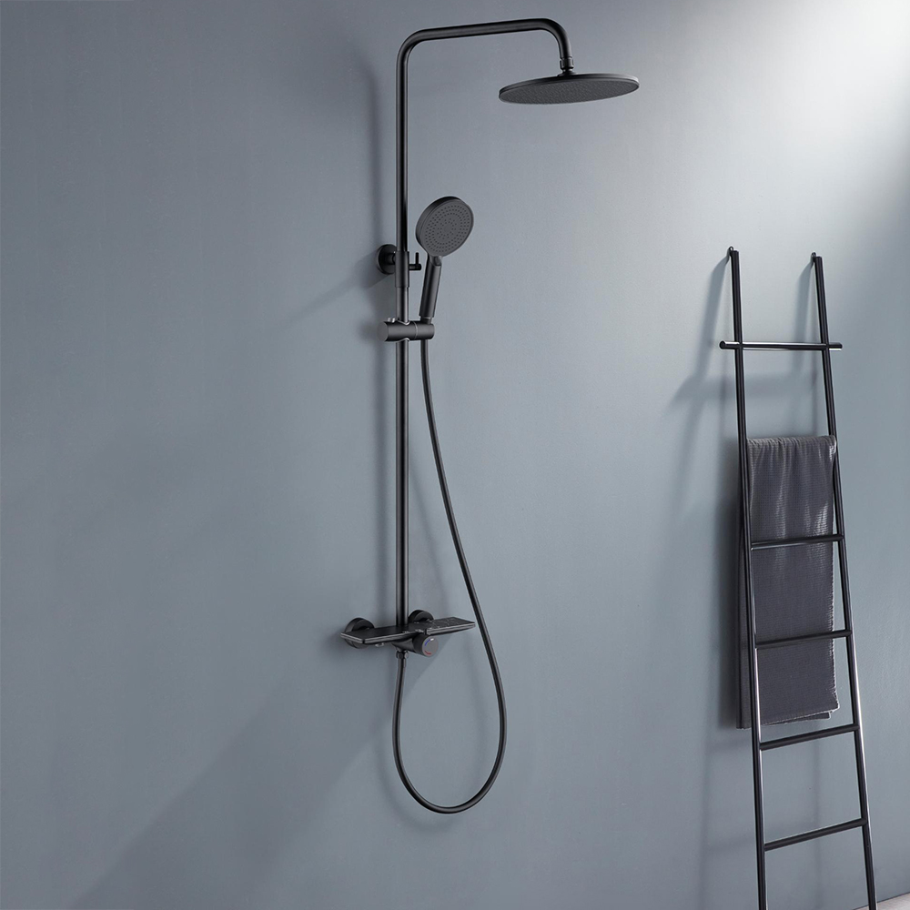 

8" Exposed 2-function Shower System Rain Shower Head with Hand Shower, Black