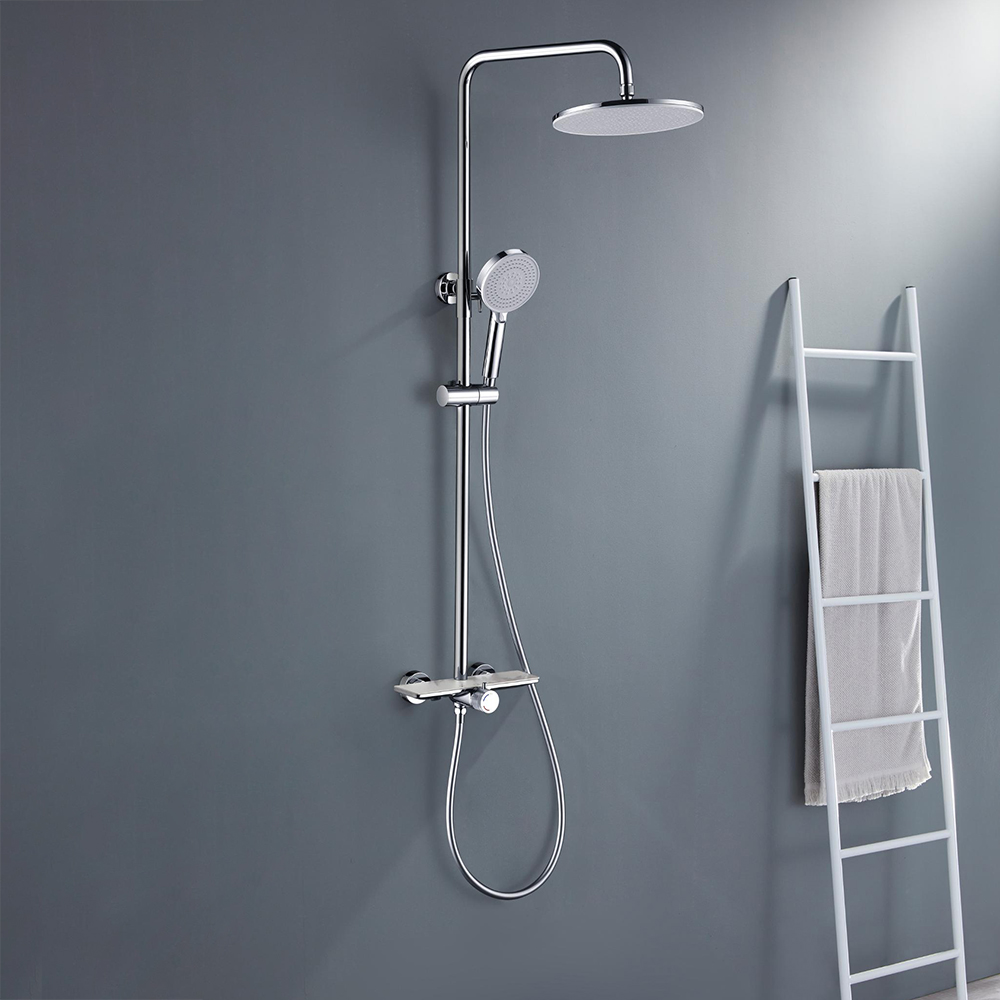 

8" Exposed 2-function Shower System Rain Shower Head with Hand Shower, Chrome