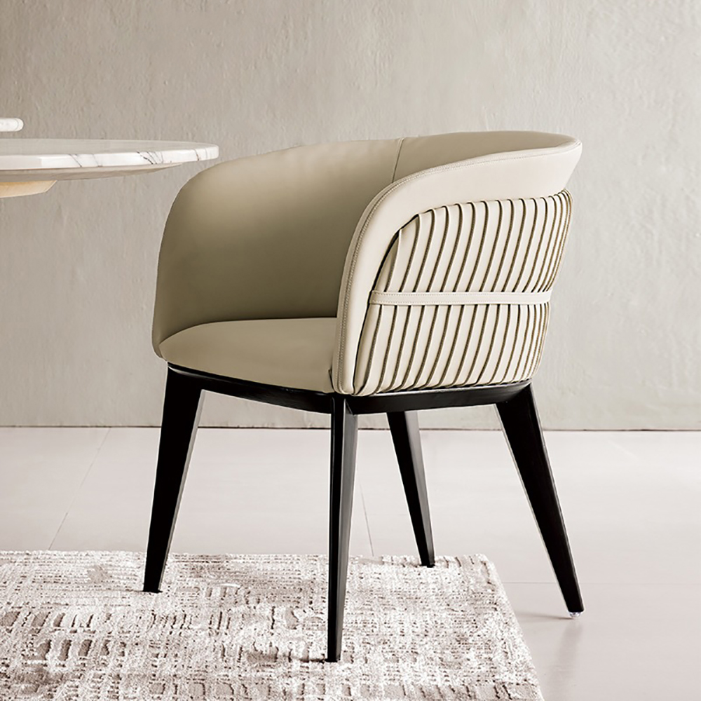 

Beige Dining Chair PU Leather Upholstery with Full Back