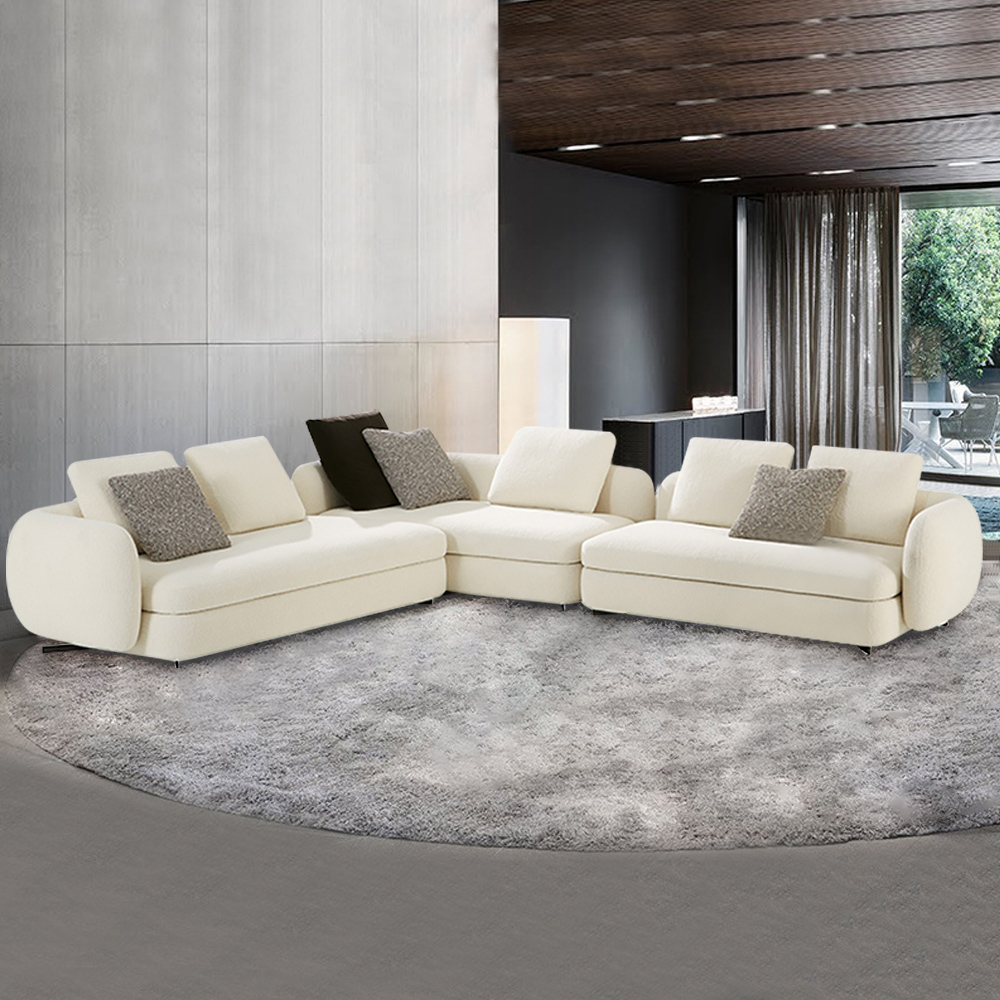 

Linen Uphostered Sectional Sofa in Beige for 5 Seaters Modular Sectional