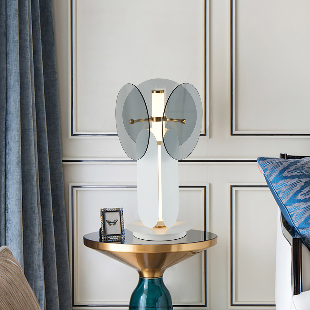 

Unique White & Gray 1-Light Table Lamp with On / Off Switch