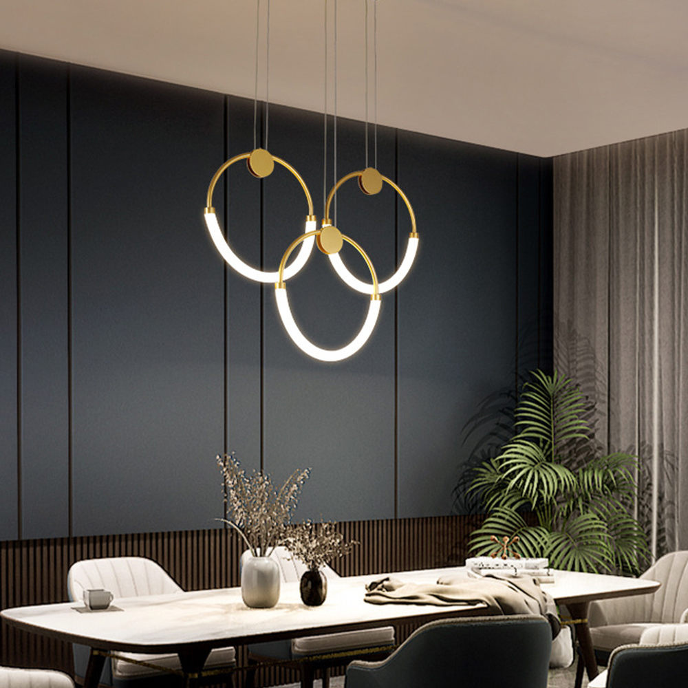 Modern Minimalist Multi-Circles Kitchen Island Light in Gold Cool Light