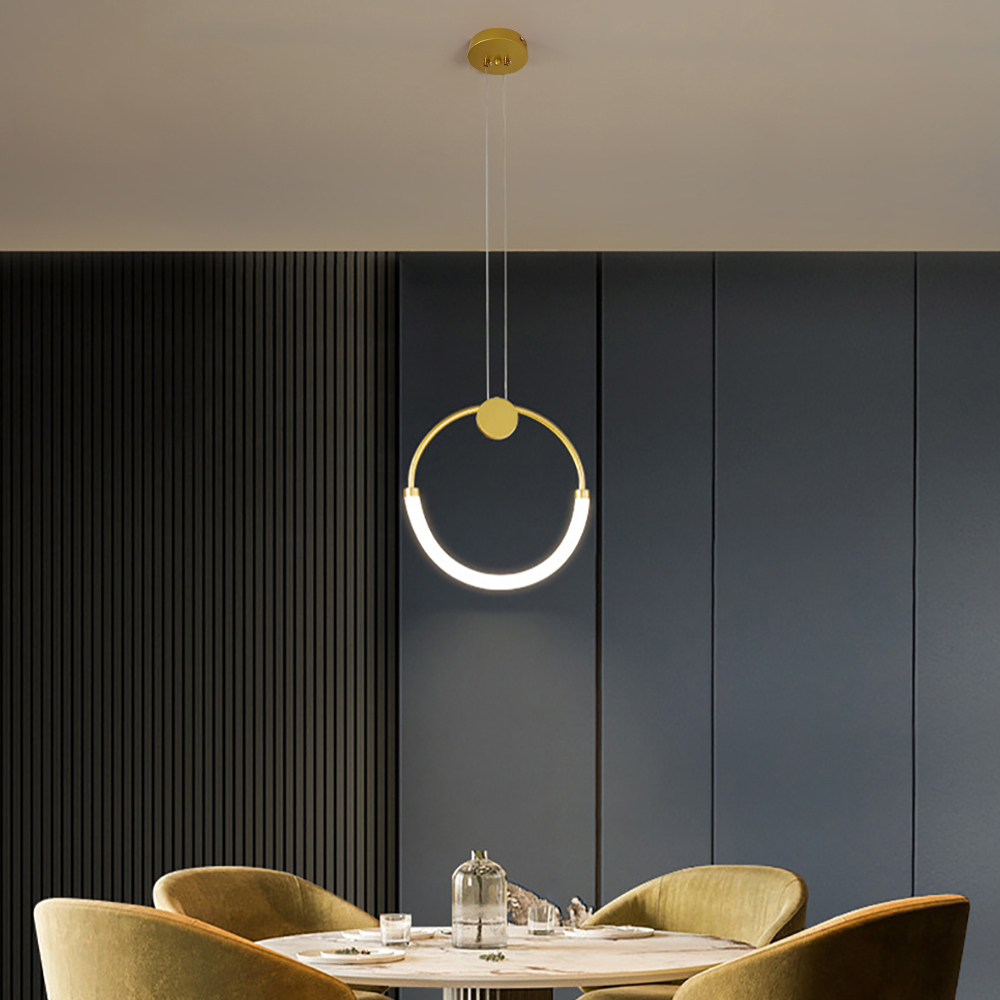 Modernes minimalistisches Einzelkreis-Kücheninsel-Licht in goldenem kühlem Licht