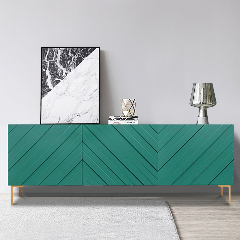 Modern 1800mm Green Buffet Sideboard Table with Gold Legs & 3 Doors