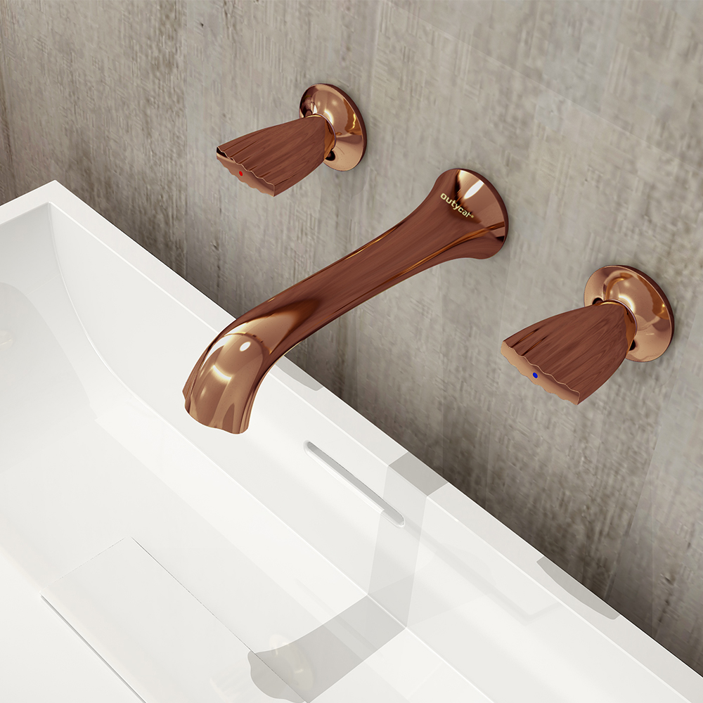 

Aerated Spout Wall Mounted Bathroom Sink Faucet Solid Brass Shell Shaped