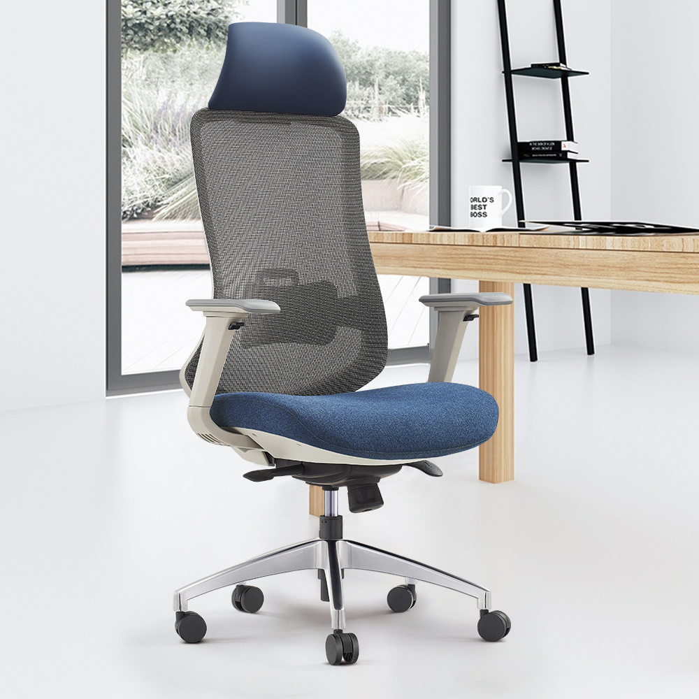 

Contemporary Blue Mesh Swivel Office Chair with High Back & Adjustable Height