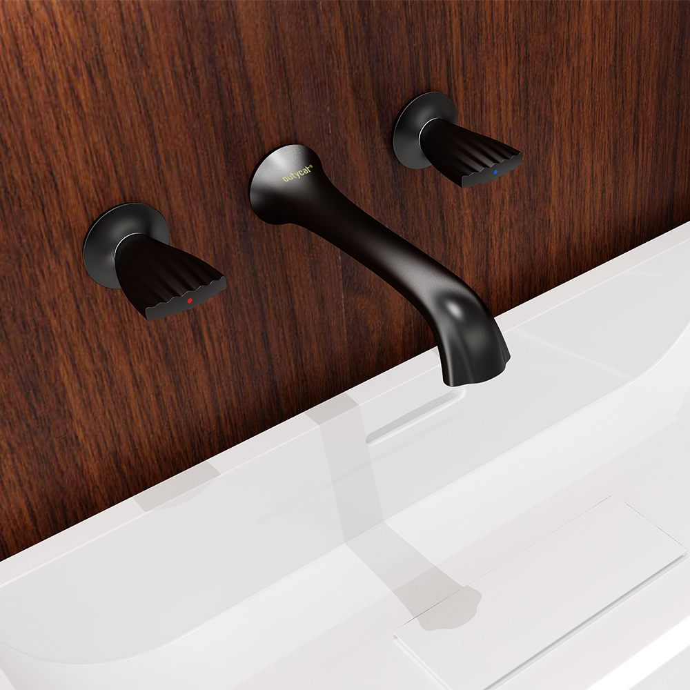 

Aerated Spout Wall Mounted Bathroom Sink Faucet Solid Brass Shell Shaped