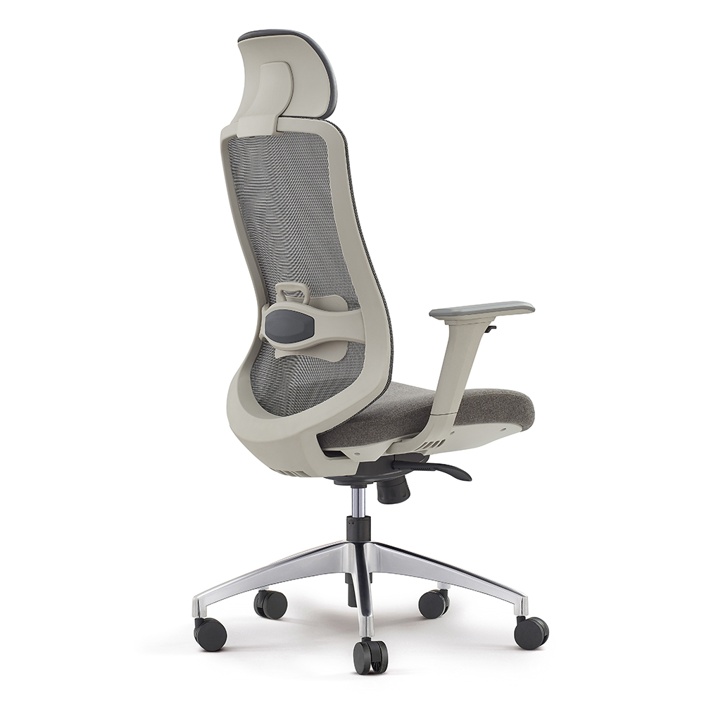 Contemporary Light Gray Mesh Swivel Office Chair with High Back & Adjustable Height