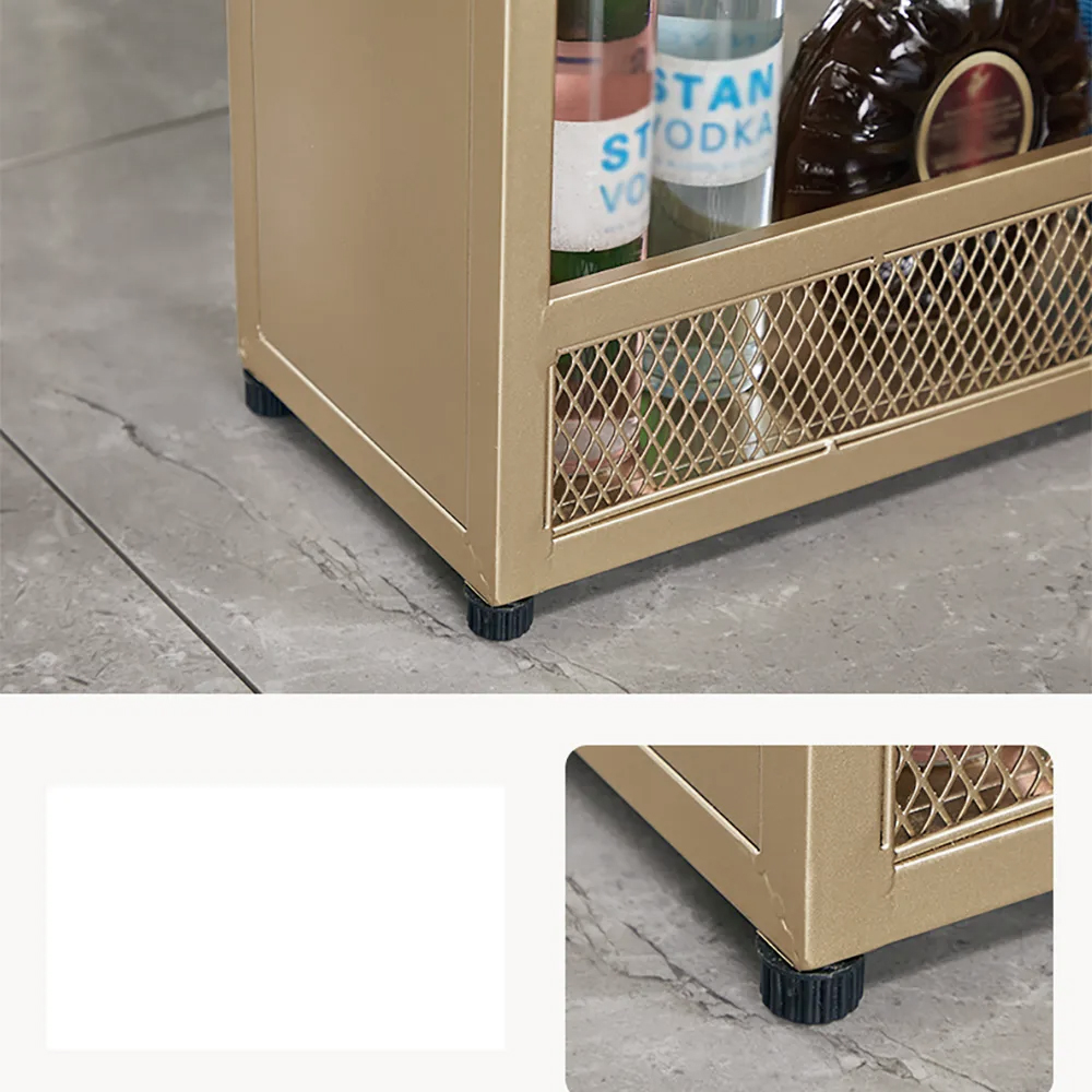 55.1" Modern Straight Metal Bar Table with Shelves in Gold