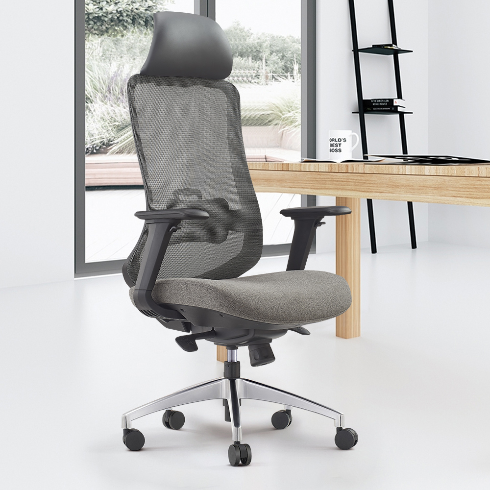 

Modern Deep Gray Mesh Swivel Office Chair with High Back & Adjustable Height