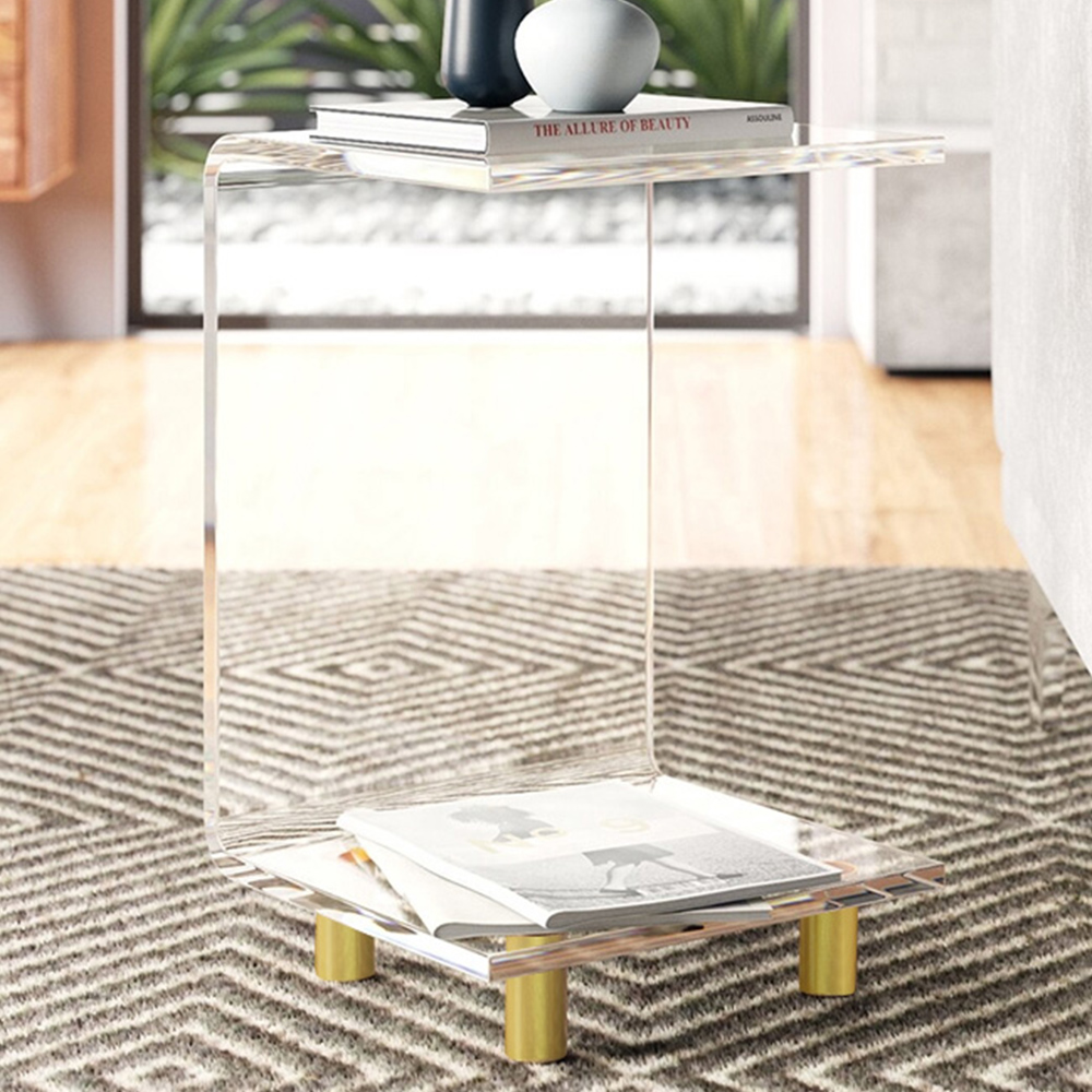 

2-Tiered Acrylic End Table Modern Clear Side Table