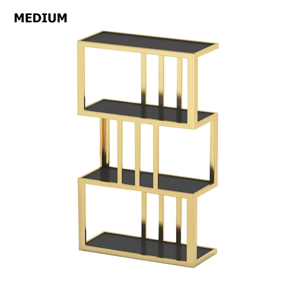 

Modern Freestanding Irregular Etagere Bookshelf in Gold & Black