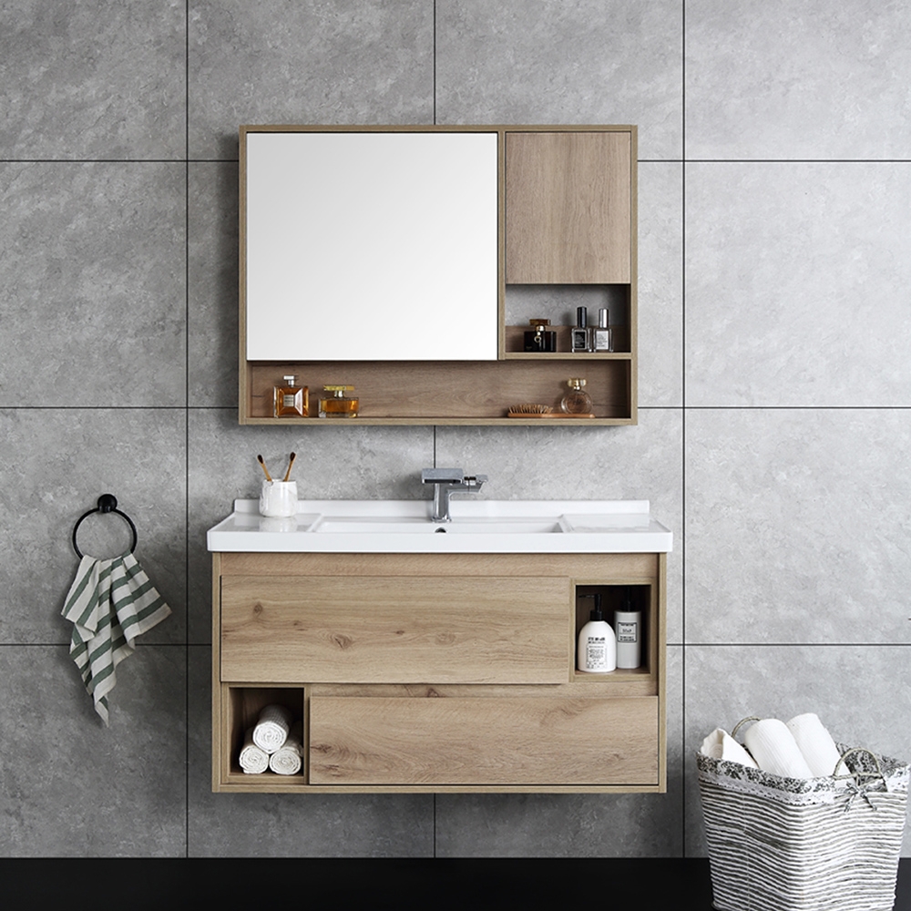 39.2" Floating Bathroom Vanity Wall Mounted Single Sink Bathroom Vanity 2-Drawer