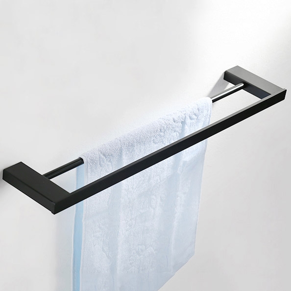 Tierney Modern Stainless Steel Matte Black Double-Rod Towel Bar Wall Mount