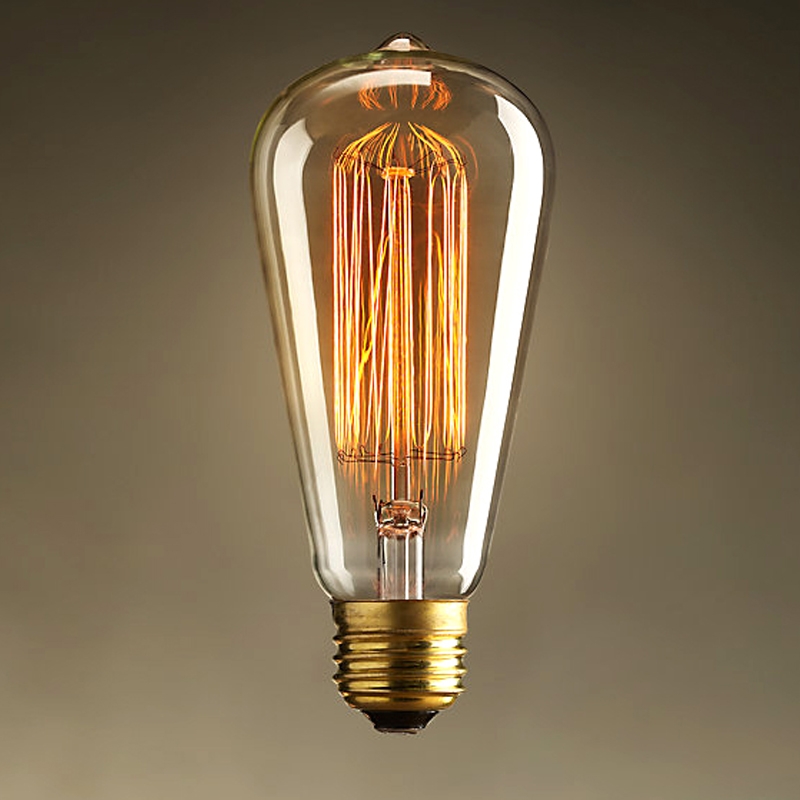Image of 40W E26 Vintage Edison Bulb Classic Design Single Incandescent Light in Brass Finish