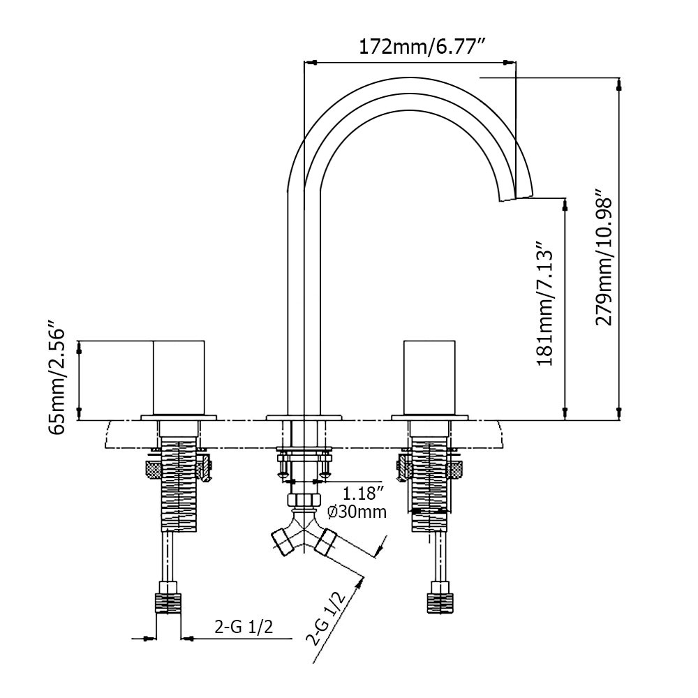 Modern Design Matte Black Widespread Bathroom Sink Faucet High Arc