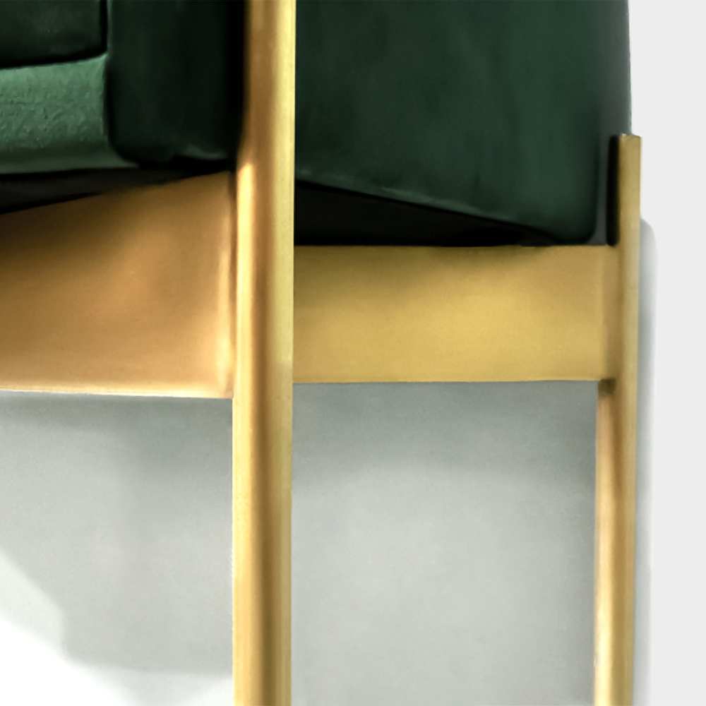 Green Bedroom Bedside Table with Drawer Velvet Upholstered and Stainless Steel Base