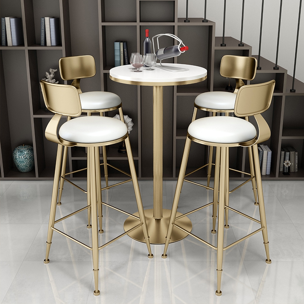 1000mm Modern White Bar Stool Set of 2 with Backs and Footrests Counter Height Stools