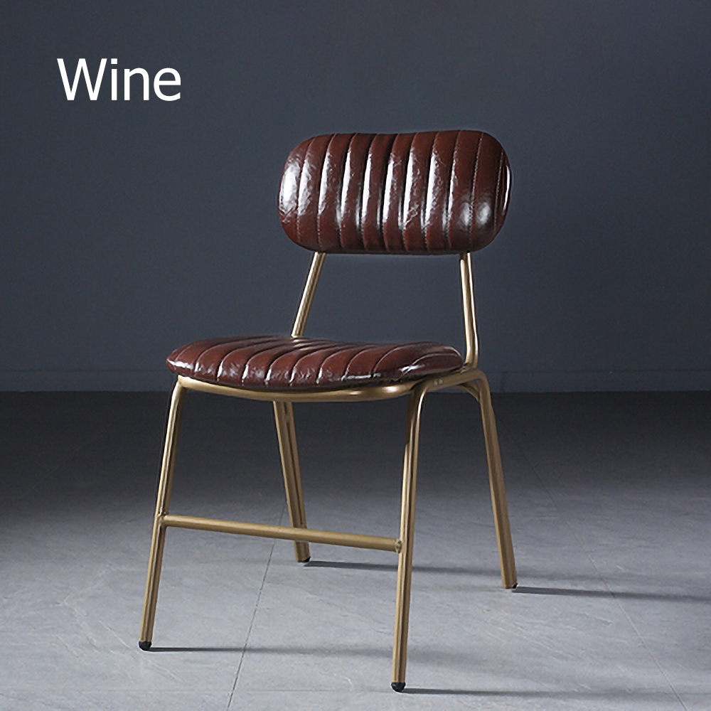 Set of 2 Mid-Century Dining Chairs with Faux Leather Upholstered in Wine Red