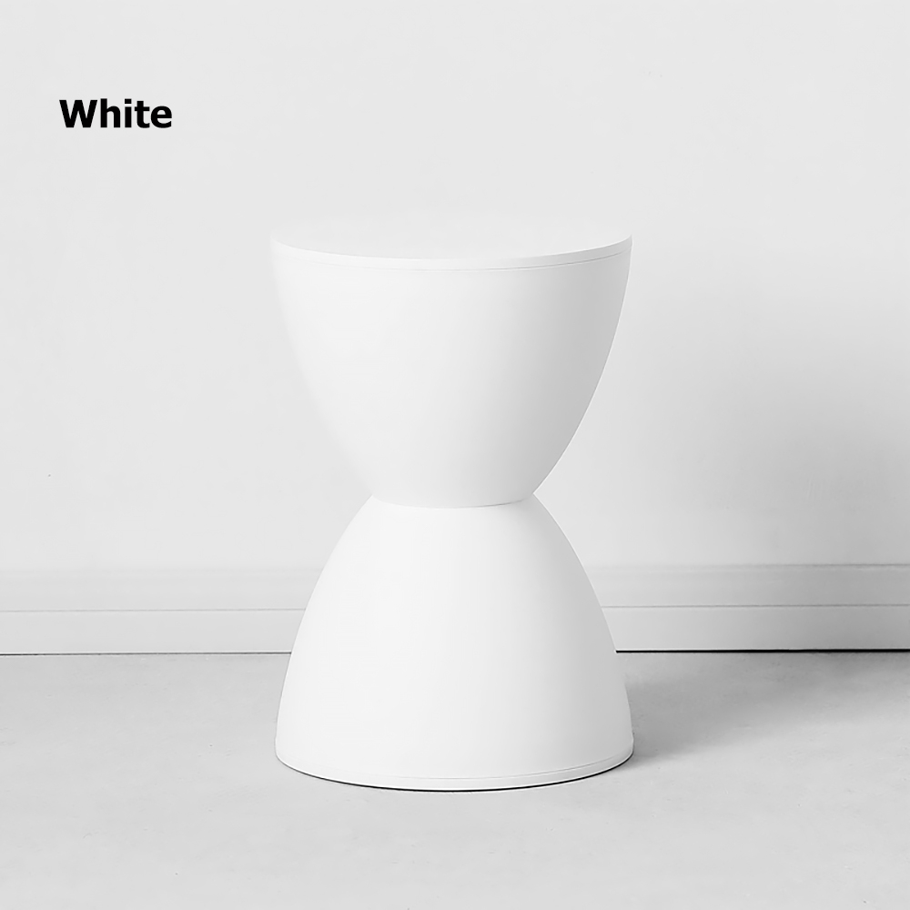 White Modern Hourglass Side Table PP Plastic End Table