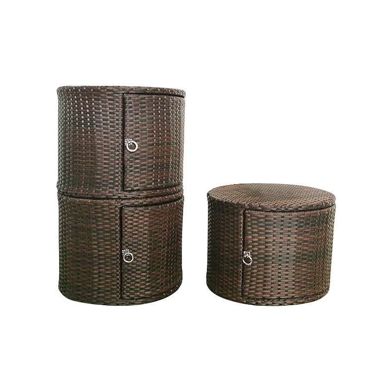 Outdoor Round Side Table with Storage 1Door Garden Storage RattanHomary