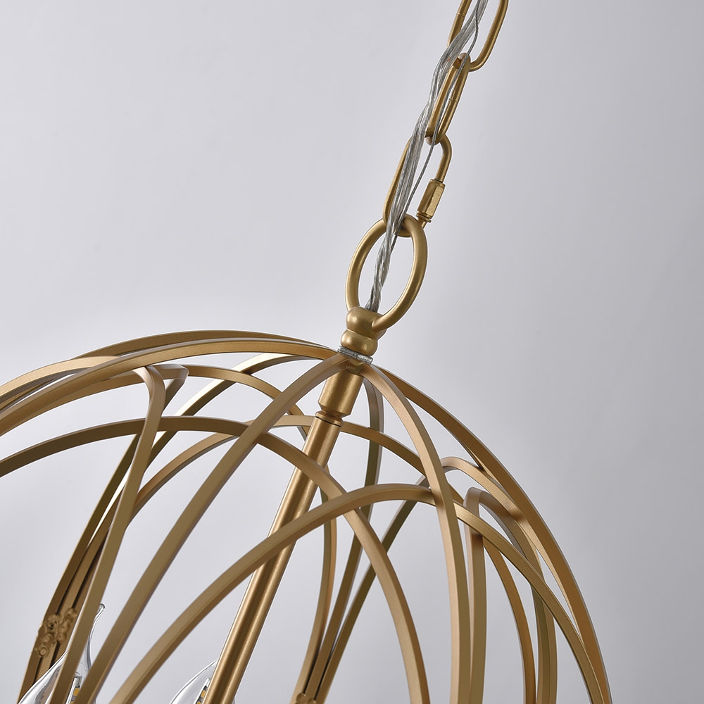 Modern Chic Gold 4-Light Iron Chandelier Orb Chain Suspended Geometric Ceiling Light