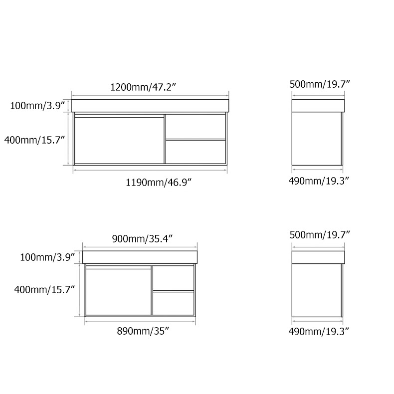 35" schwimmende Badezimmer-Eitelkeit mit Einzelwaschbecken Wandschrank