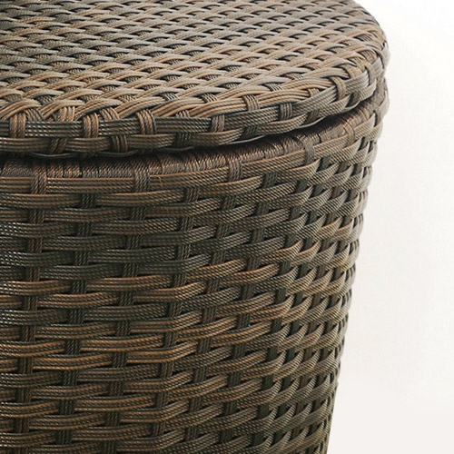 Outdoor Round Side Table with Storage 1Door Garden Storage RattanHomary