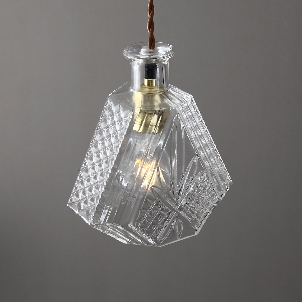 Gloria Vintage 1-Light Clear Decanter Bottle Pendant Light with Adjustable Cable Style C