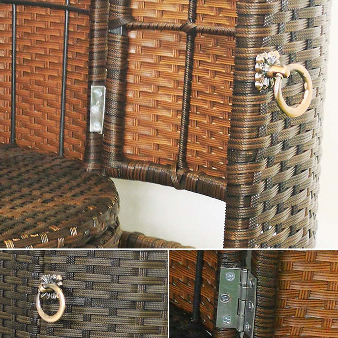 Outdoor Round Side Table with Storage 1Door Garden Storage RattanHomary