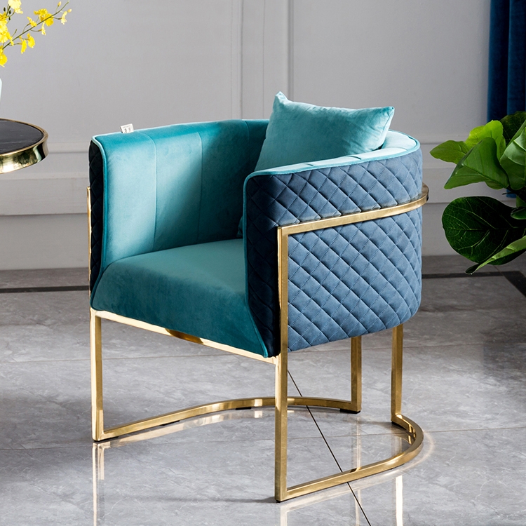

Cuddle Chair Blue Velvet Upholstered Club Chair Gold Barrel Chair Accent Chair