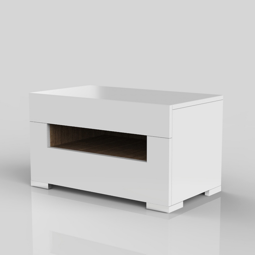 Modern Nightstand White 2-Drawer Bedside Table