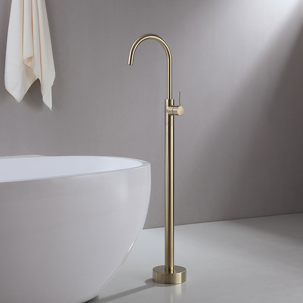Brewst Solid Brass Single Lever Handle Modern Floor Mounted Bath Filler Spout Tap