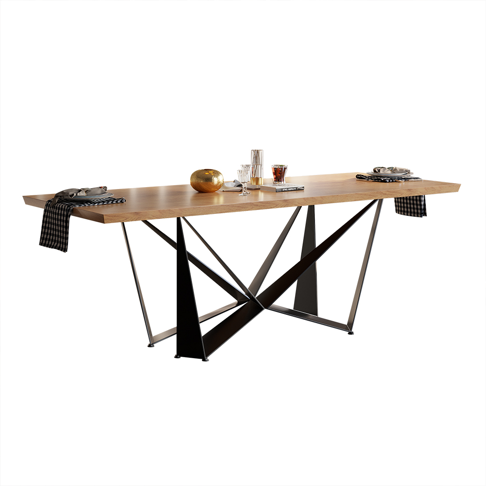 1400mm Retro Rectangular Dining Table with Wooden Tabletop for 6 Person