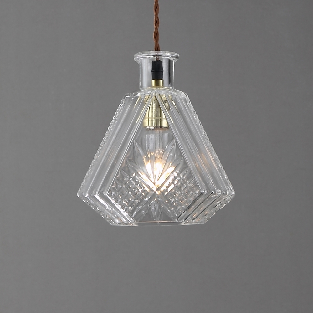 Gloria Vintage 1-Light Clear Decanter Bottle Pendant Light with Adjustable Cable Style C