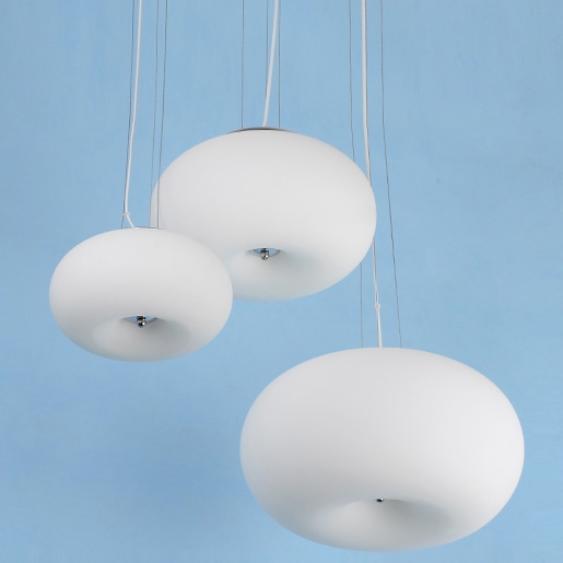 Contemporary Suspension Light Donut Frosted White Glass Small Pendant Lighting Lamp